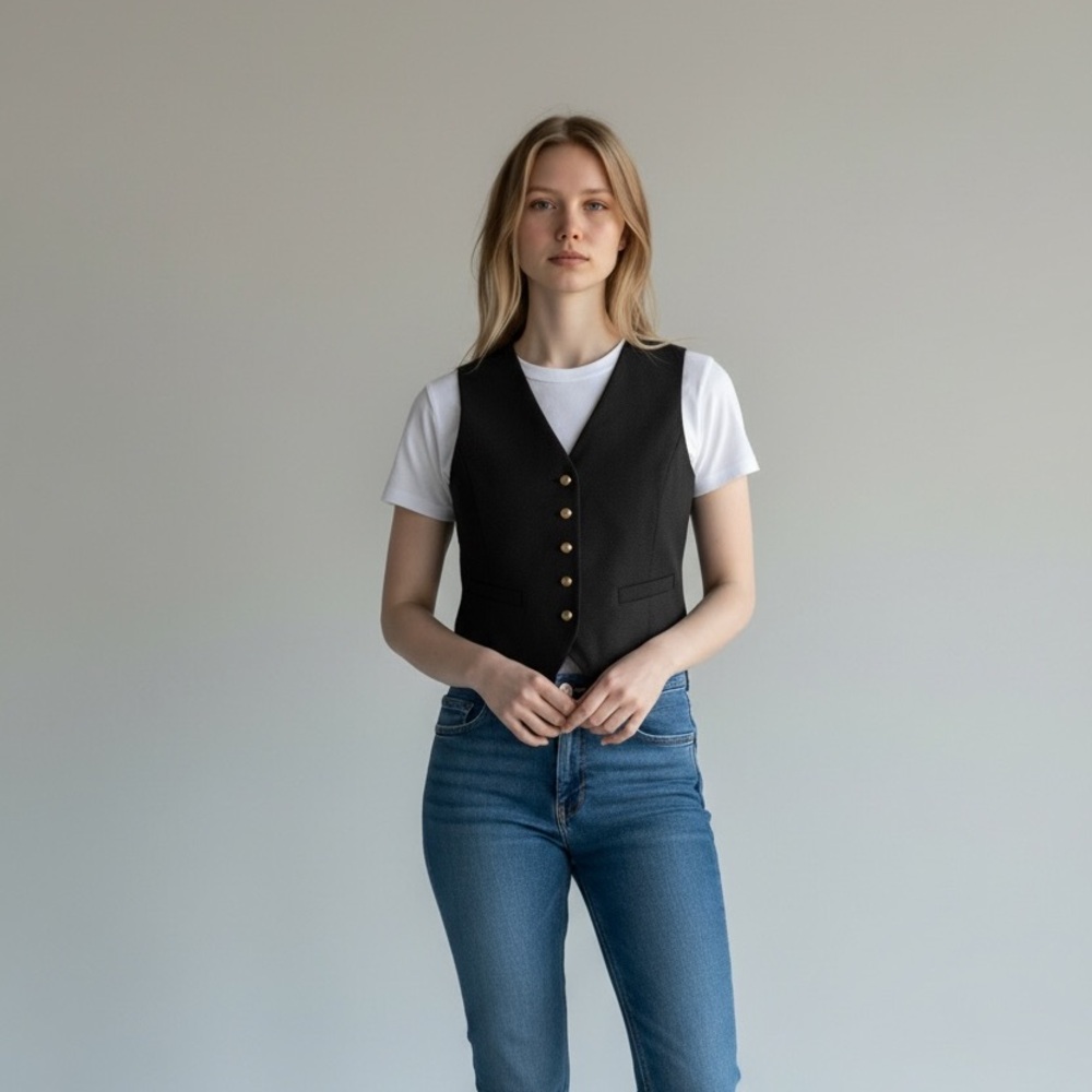 Liz Claiborne Black Vest with Gold Accents